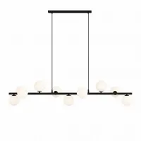 Lustră Filo, 9xG9, L119cm, metal negru, sticlă albă Reducere specială