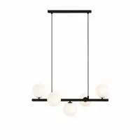Preț redus Lustră Filo, 5xG9, L65cm, metal negru, sticlă albă