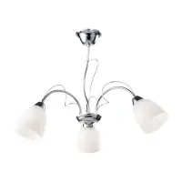 Lustră living Aron, 3xE27, H44cm, D55cm, metal crom, sticlă albă Chilipir