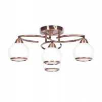 Lustră Lara, 4xE27, H23cm, L58 cm, metal cupru, sticlă albă Reducere specială
