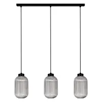Livrare rapidă Suspensie Silva, 3xE27, L70cm, H93cm, metal negru, sticlă fumurie