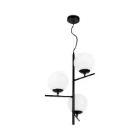 Lustra globuri Cosmic KL113022, 3xE27, L40 cm, metal negru, sticlă albă Cumpărături sigure