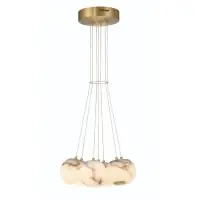 Bestseller Lustra Kepler QN-KEPLER-7P-BG, 7x7W LED, D45,6 cm, H265,4cm, metal auriu, piatră de alabastru