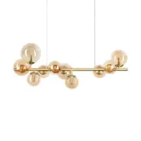Lustra design Perlage 322766, L 81 cm, 10x4W G9 LED, metal alamă, sticlă ambră Reduceri