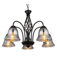 Lustra Gonny 60298-5H, 5xE27, D 55,5 cm, metal negru, sticlă fumurie Reducere extra