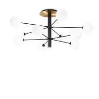 Doar azi Lustră 10 globuri Cosmopolitan, 10xG9 LED, D 124 cm H 53,5 cm, metal negru, alamă