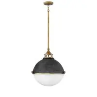 Chilipir Lustra Fletcher M, 2 becuri, zinc invechit negru + alama auriu, D 33.9 cm, H 65-126 cm, 2xE27, QN-FLETCHER-P-M-AZ