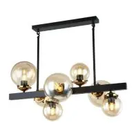 Lustra Hyperion 7, H 65 cm L 78 cm, 7xE27, metal negru, sticla ambra Lichidare de stoc