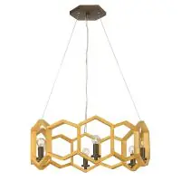 Lustră design hexagonal MOXIE, auriu, H 31-328cm, 6 becuri, HK-MOXIE6-P-SSG Reducere extra