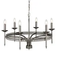 Vezi acum Candelabru country rustic CROWN, argintiu, H 55-212cm, 6 becuri, CROWN6