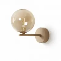 Noutate Aplică Lemo, 1xG9, H18cm, metal negru, sticlă ambră