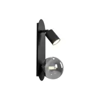 Plată securizată Aplică / Plafonieră Aries, 1xGU10 + 1xG9, L35 cm, metal negru, sticlă fumurie