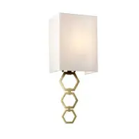 Lichidare de stoc Aplica perete Ria, 1xE27, H47,4cm, L17cm, metal alamă, abajur textil alb