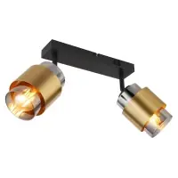 Aplică cu spoturi orientabile Milley 15560-2, metal negru, alamă, sticlă fumurie Cel mai bun preț