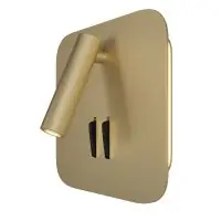 Lampa citit patrata LED IOS 176 aurie, D 14cm, 9W-LED, lumina calda, 2 comutatoare Reducere specială
