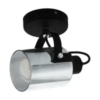 Super ofertă Aplică sau plafonieră Berregas, E27, metal negru texturat și sticlă fumurie