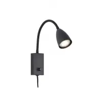 Lampă citit perete Mika 1x25W GU10, H 260 mm, metal negru Lichidare de stoc