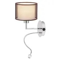 Reducere extra Lampă LED citit perete Anastasia, tip hotel, H 50 cm, crom/maro, cu lumină de ambient