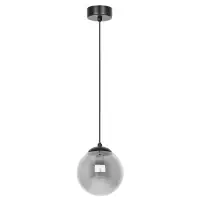 Ofertă Pendul Gamma, 1xE14, D14cm, H95cm, metal negru, sticlă fumurie