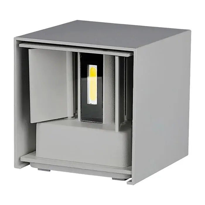 Аplica LED de perete exterior, 5W, patrat, corp gri, lumina calda Expediere rapidă
