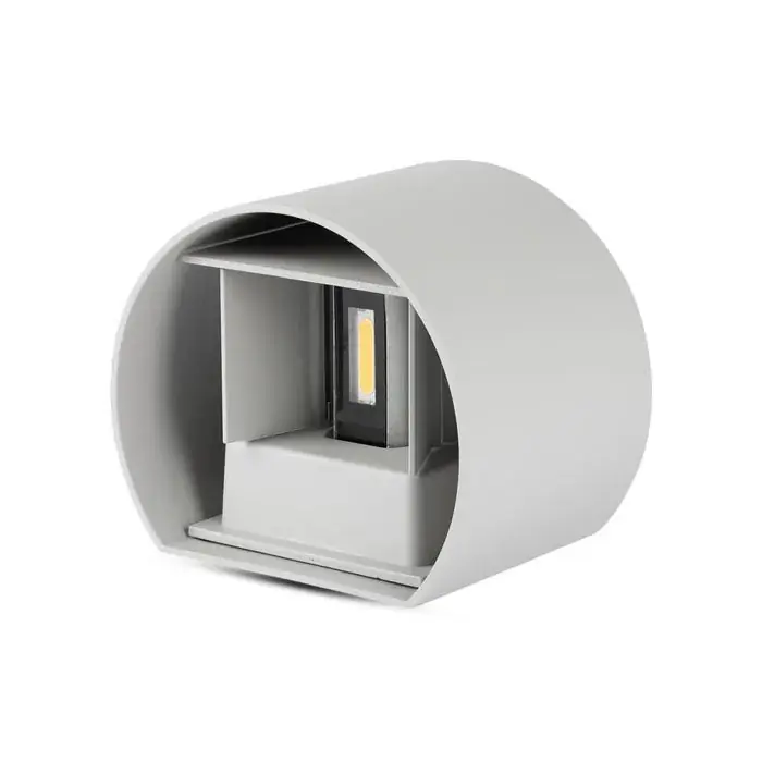 Аplica LED de perete exterior, 6W, rotunda, corp gri, lumina calda Preț mic