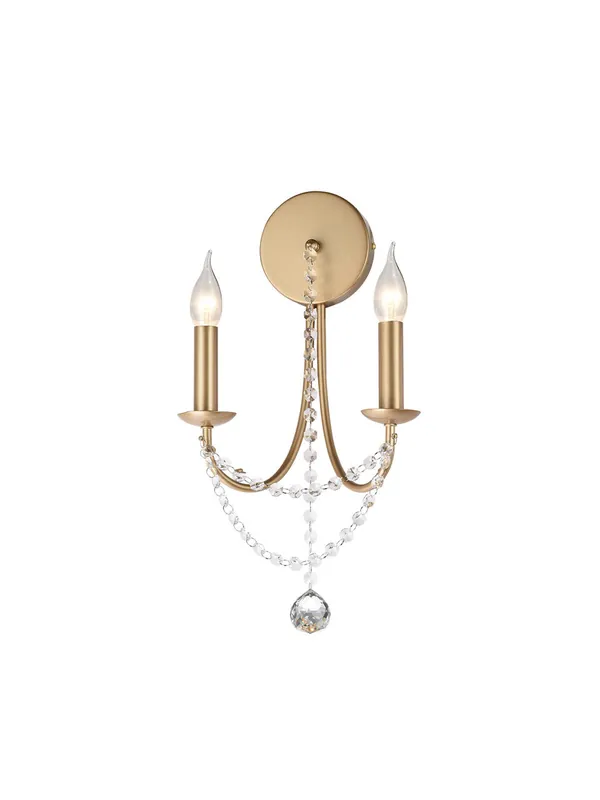 Aplica auriu mat ornamente cristal 2xE14/28W, Aphrodite 02-992 Smarter Lichidare de stoc