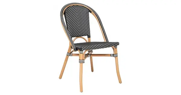 Bestseller Scaun bistro Trecia, plastic si ratan negru/alb, H.84 cm, 197310A