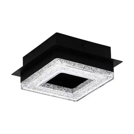 Aplica/Plafoniera EGLO Fradelo 1 99324 LED 1X3,2W 3000K 400lm 220-240V,50/60Hz L 140mm x l 140mm x H 60mm otel negru plastic/sticla cristal negru transparent IP20 Nu rata