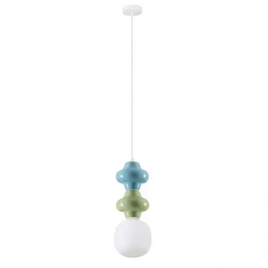 Bestseller Pendul Nova Luce CLIO 9009116 Matt White Metal Base Green & Blue Ceramic & Acid Opal Glass E14 1x5W IP20
