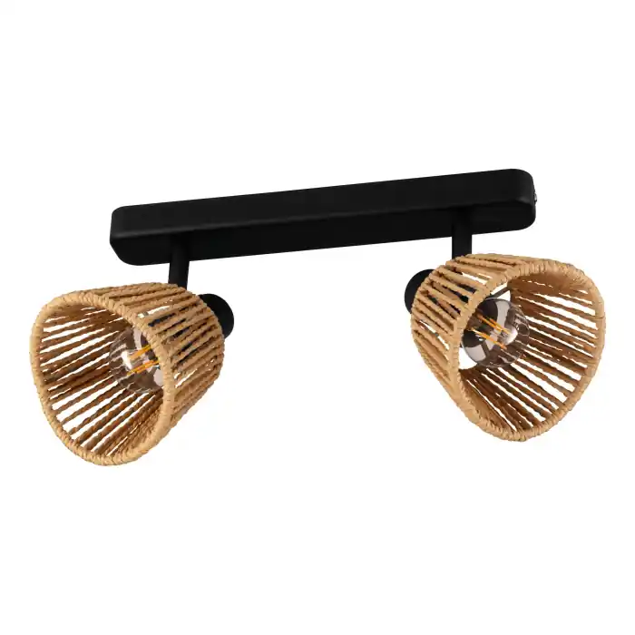 Aplica/Plafoniera EGLO Keelby 44129 E14 2X40W 220-240V,50/60Hz L 300mm x l 45mm x H 140mm otel negru hartie natur IP20 Ofertă specială