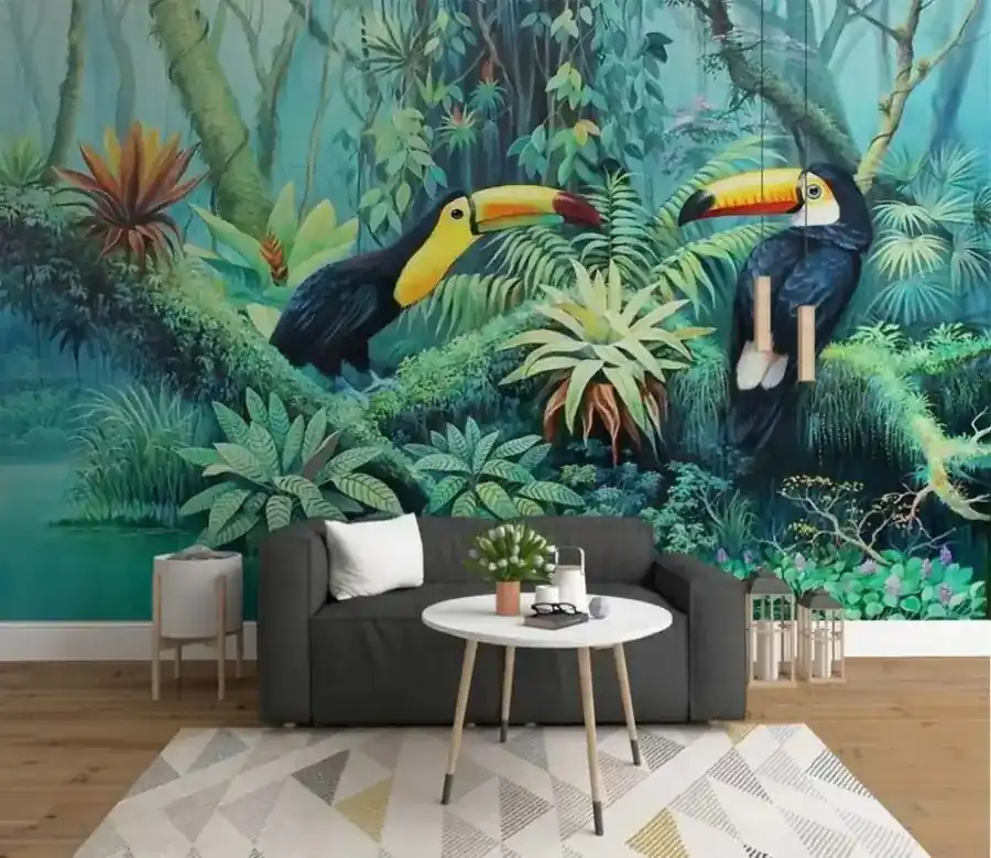 Bestseller Fototapet Țucani în sanctuarul junglei vibrante. (SKU u36358)