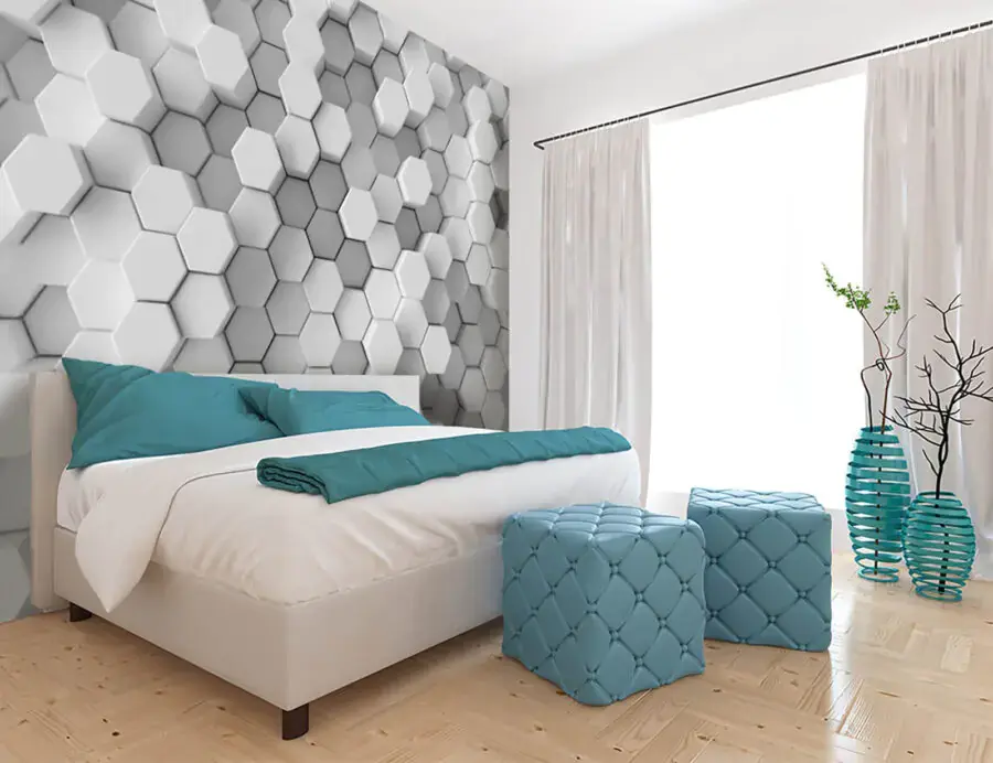 Bestseller Fototapet Fototapet Model geometric hexagonal în scală de gri. (SKU u77886)