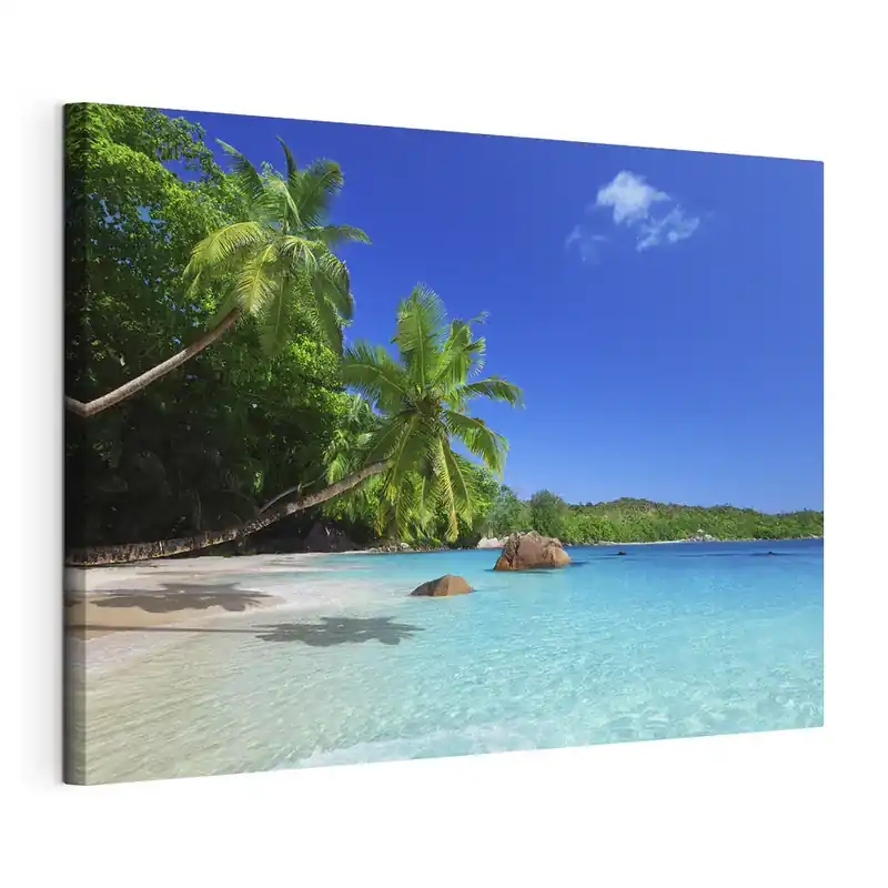 Bestseller Tablou pe pânză Plajă paradisiacă cu ape turcoaz. (SKU s00029)