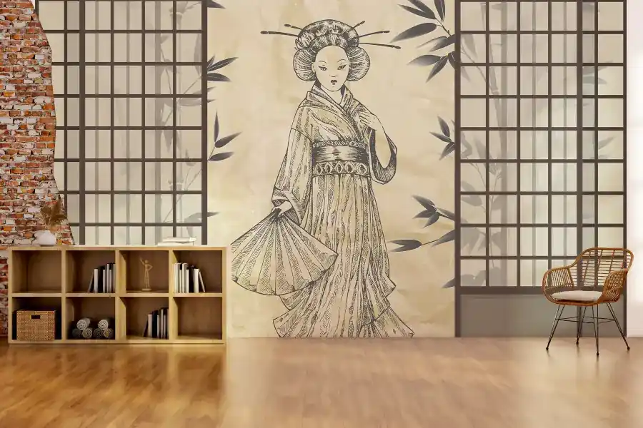 Ofertă de sezon Fototapet Desenul unei femei în kimono (SKU w02535)