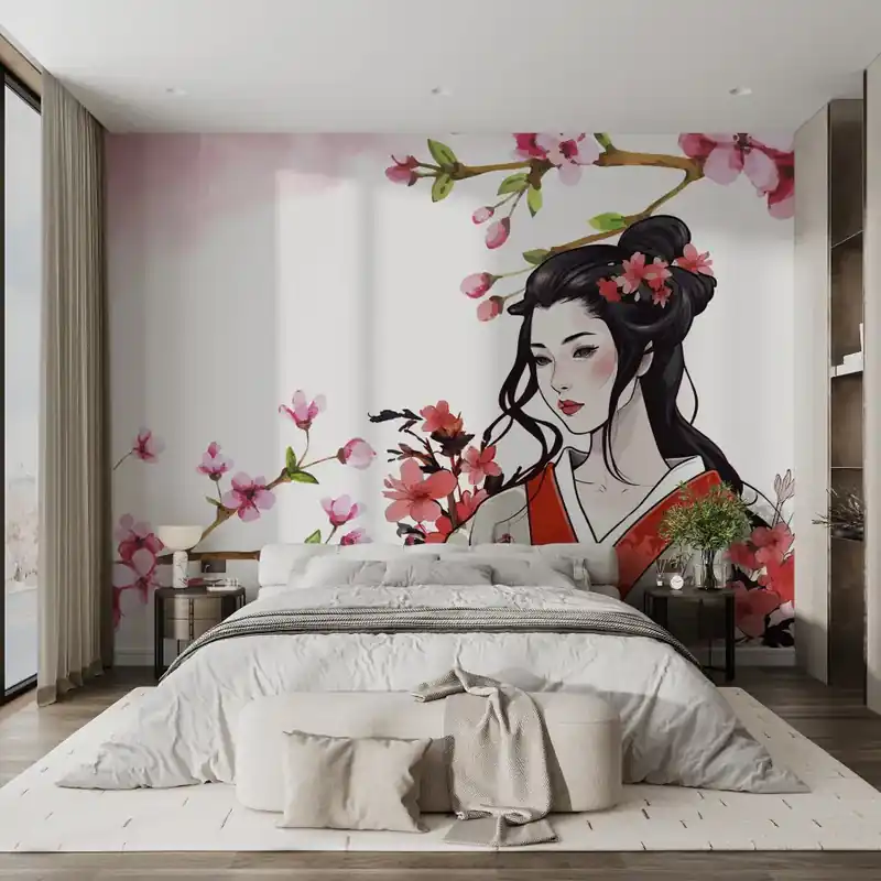 Super ofertă Fototapet Femeie într-un kimono cu flori (SKU w02537)