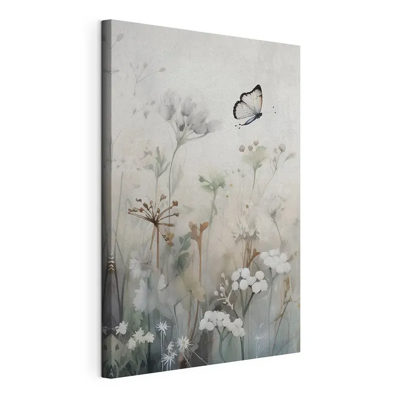 Retur ușor Tablou pe pânză Tablou pe pânză Fluture zburând deasupra florilor (SKU s46897)