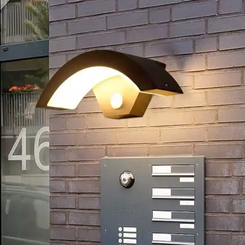 Aplica LED perete cu senzor de miscare, pentru exterior, 9W, lumina naturala, 4000k, 300x105x95mm, neagra, liniara, aluminiu, IP65 Cumpără online