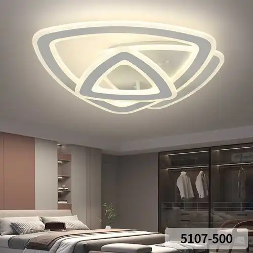 Bestseller Lustra LED alba, asimetrica, 192W, cu telecomanda, 3 tipuri de lumina, calda/naturala/rece, intensitate reglabila, 50x47x13cm, IP21, aplicata, montaj tavan