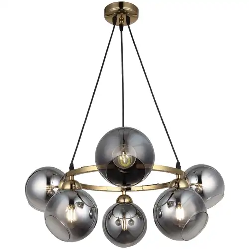 Bestseller Lustra LED cu abajururi, neagra, rotunda, 70x70x78cm, 6xE27, IP21, suspendata, montaj tavan