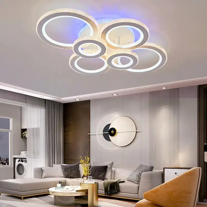 Bestseller Lustra LED alba, rotunda, 328W, cu telecomanda, 3 tipuri de lumina, calda/naturala/rece + RGB, intensitate reglabila, 80x60x15cm, IP21, aplicata, montaj tavan